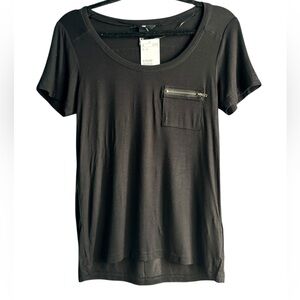 H&M Black Short Sleeve T-Shirt with Zipper Detail